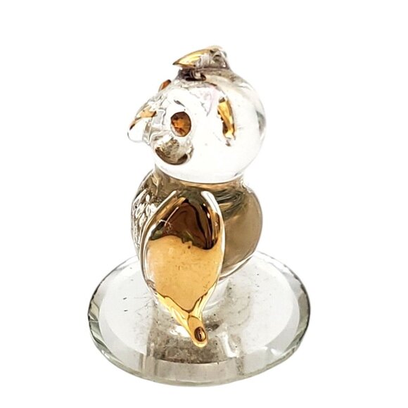 Vintage‎ Swarovski Crystal Barn Owl Miniature with Gold Plated Accents Mirror - Picture 5 of 6